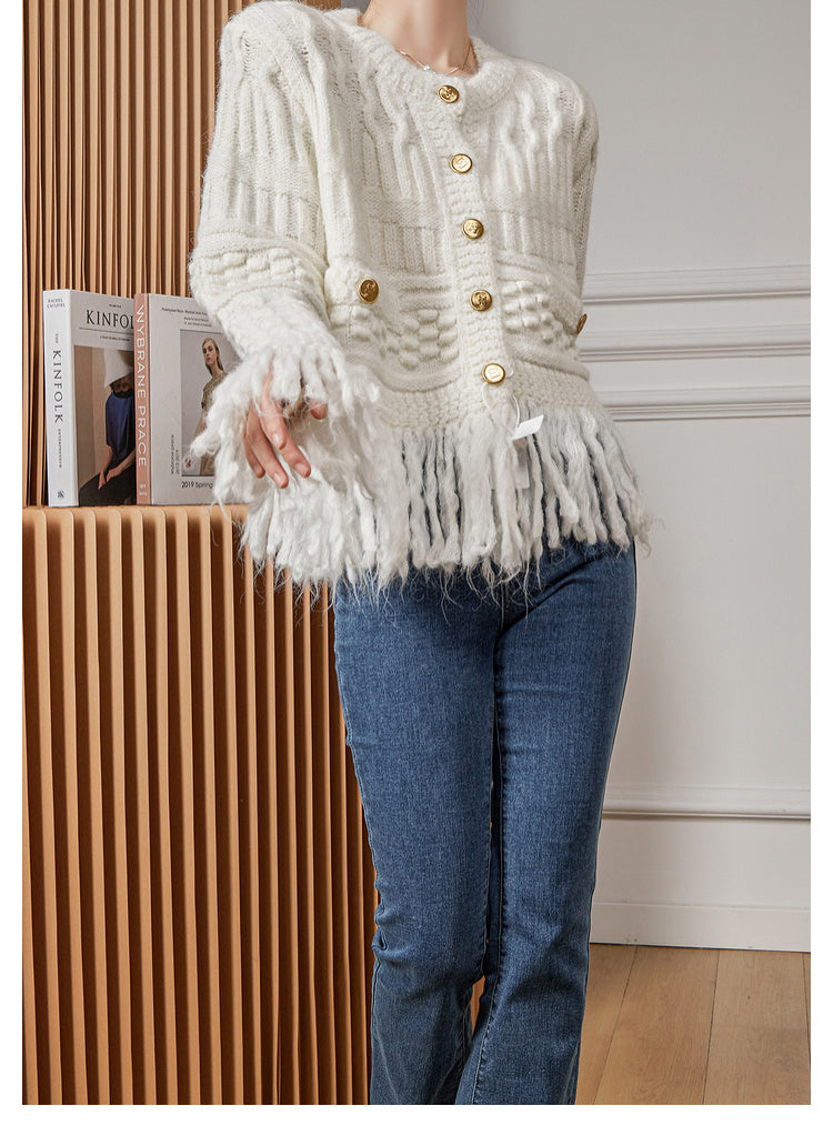 Women's French-style Retro Tassel Cardigan Jacket