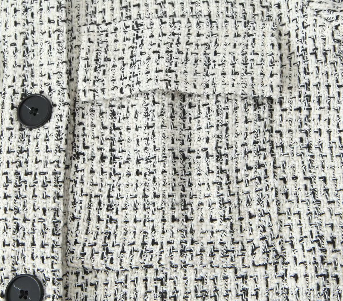 Women's Tweed Patch Pocket Decoration Textured Blazer