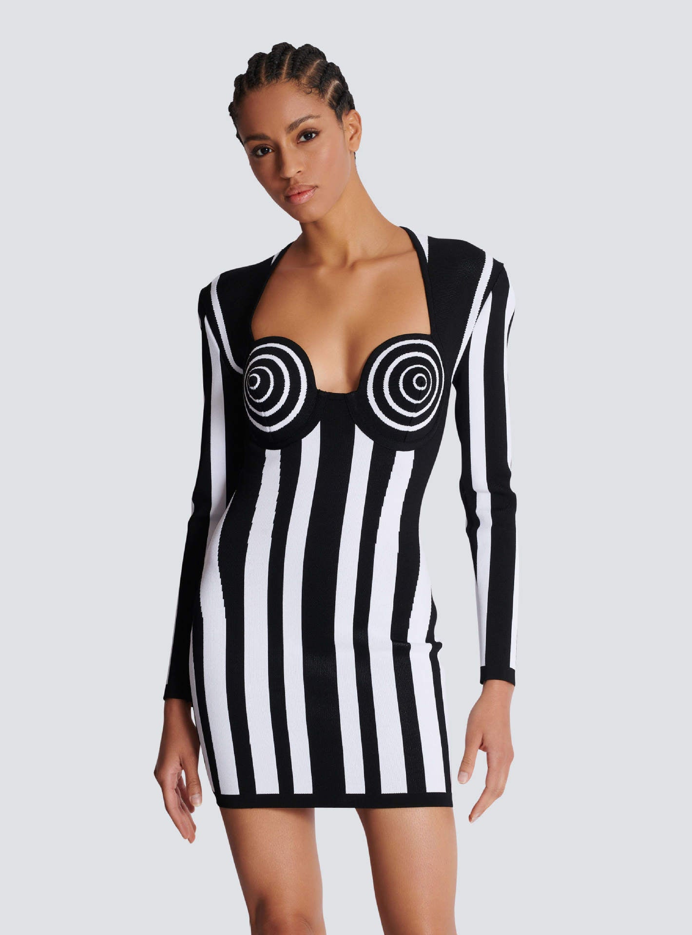 Women's Striped Bandage Mini Dress