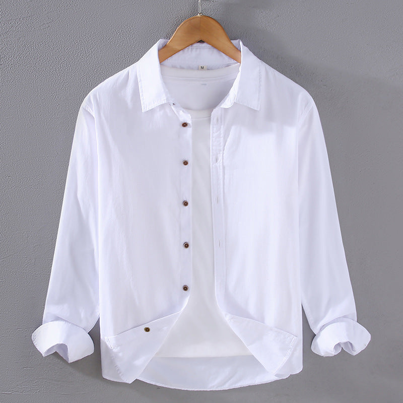 Style Thin Long Sleeve Shirt Men's Loose Casual Cotton