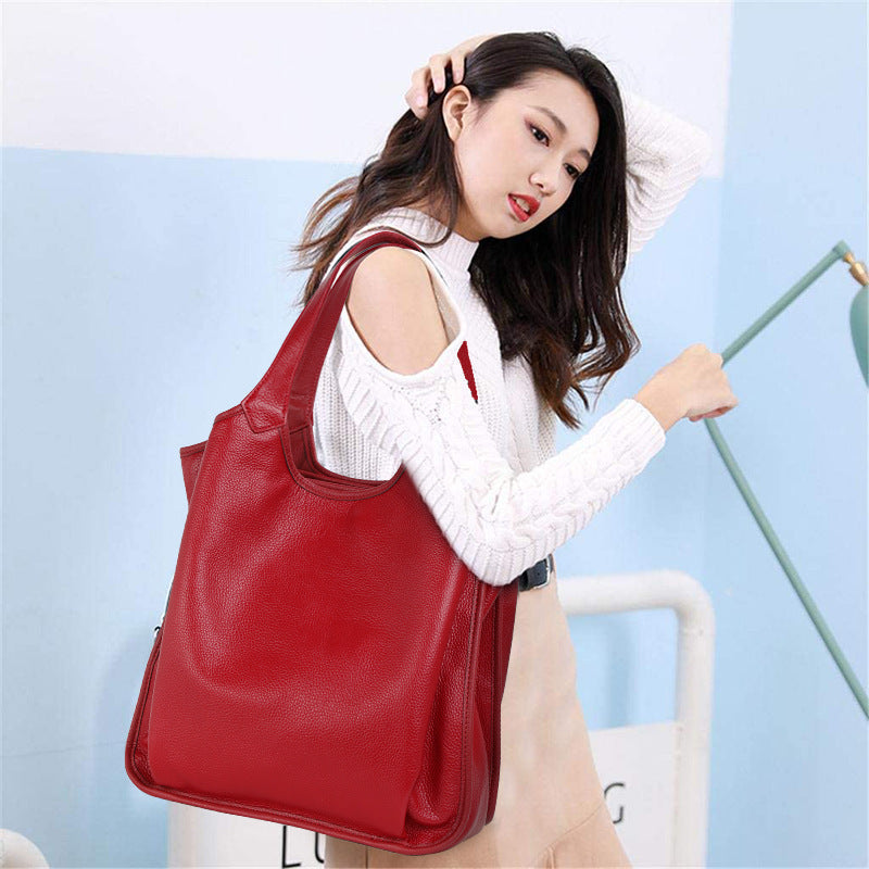 Large Capacity Soft Leather Top Layer Cowhide Shoulder Bag