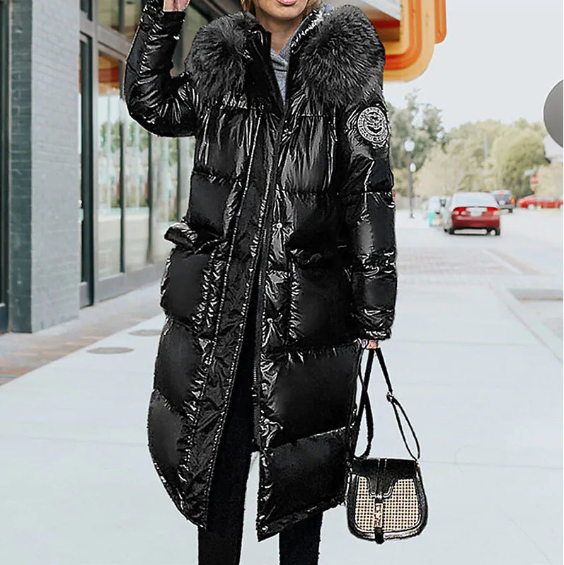 Western Style Mid-length Fur Collar Overknee Thickened Coat