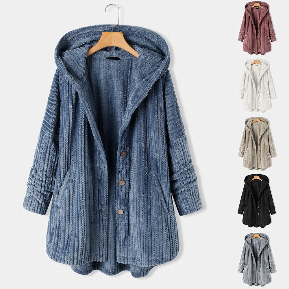 Women's Plush Temperament Long Sleeve Coat