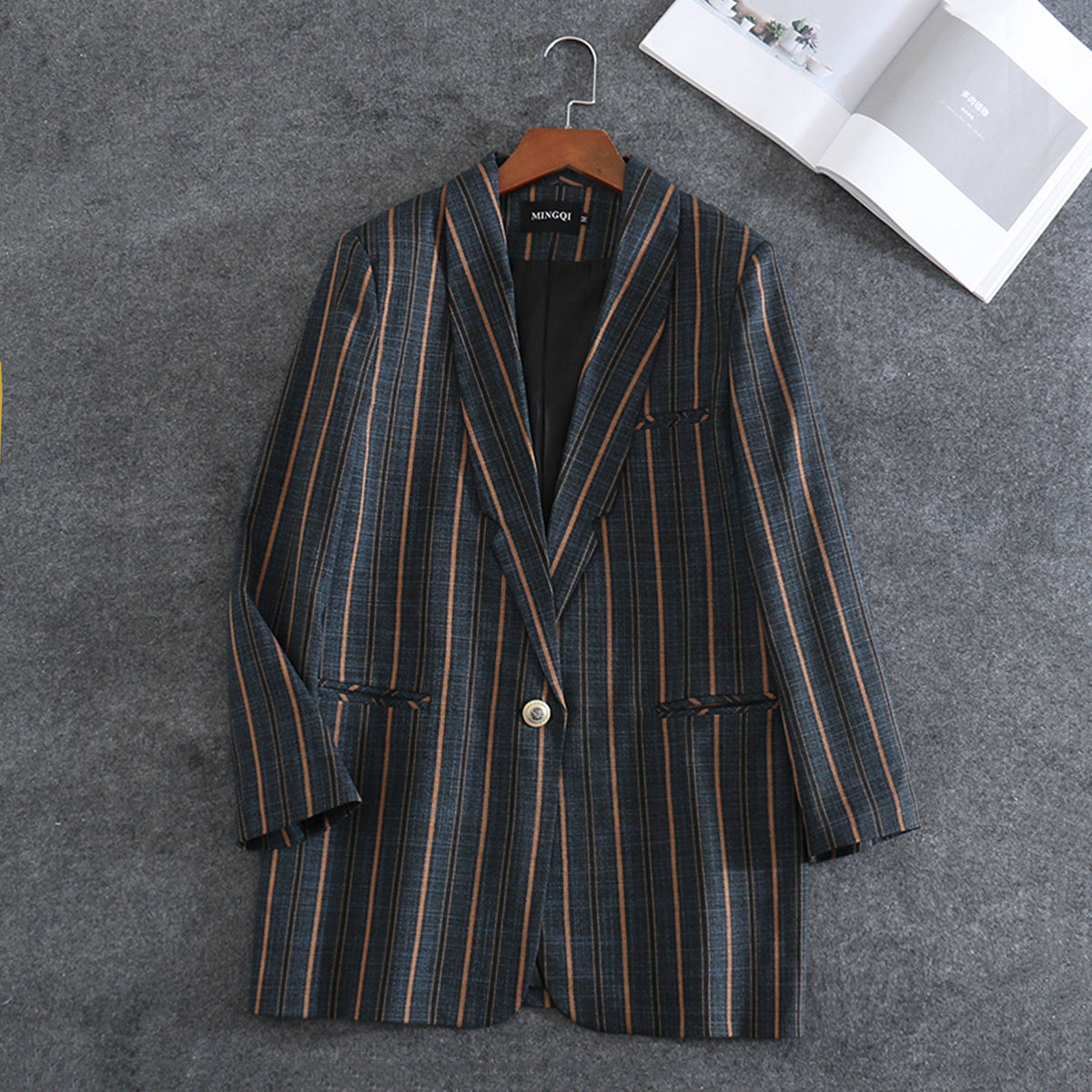 Temperament striped suit women