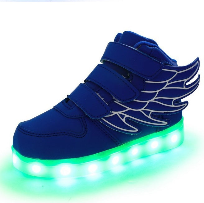 Children's led light shoes with wings and usb charging colorful luminous  Sneakers