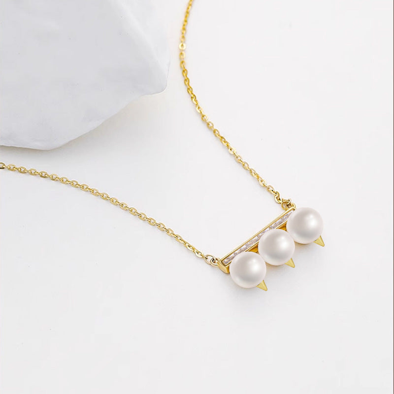 Non-fading Sweet S925 Sterling Silver Necklace Zircon Pearl