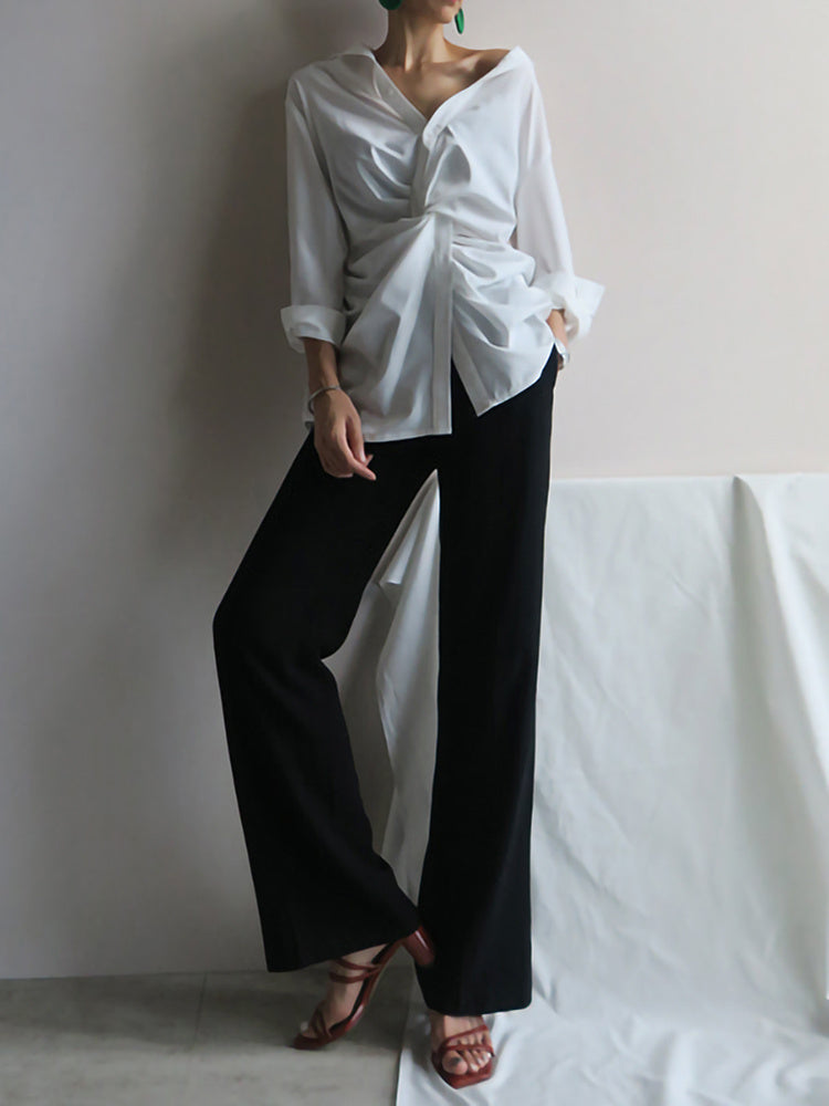 Niche Irregular Loose V-neck Shirt Spring