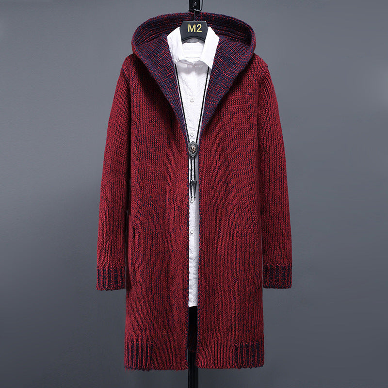 Men's Loose Knit Cardigan Hooded Casual Sweater Jacket