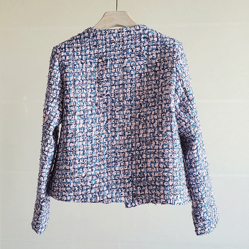 Fashionable And Simple Women's Tweed Polyester Jacket