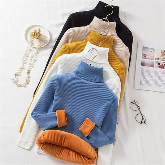 New Style Plush And Thick High Neck Sweater For Women