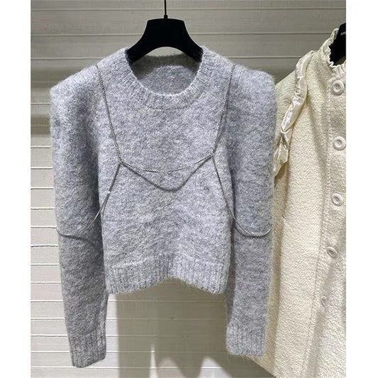 Women Round Neck Padded Sweater