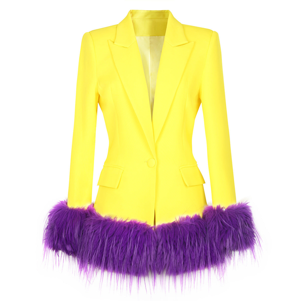 Women's Autumn And Winter Detachable Feather  Blazer