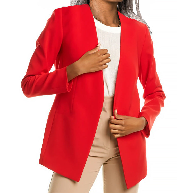 Cardigan Suit Professional Temperament Solid Color Jacket