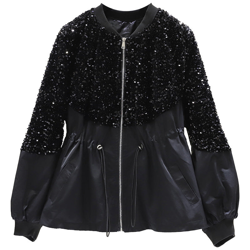 Fashionable And Simple Ladies' Waist Sequined Jacket