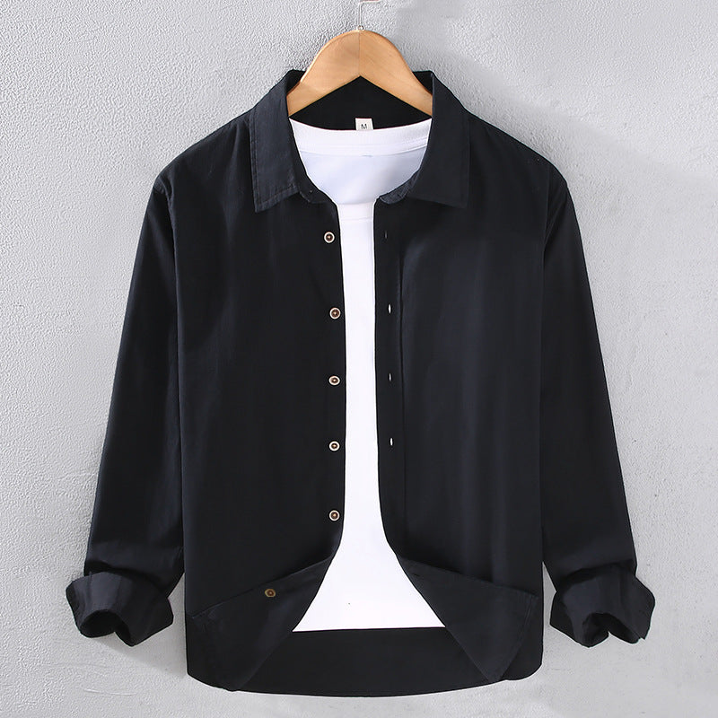 Style Thin Long Sleeve Shirt Men's Loose Casual Cotton