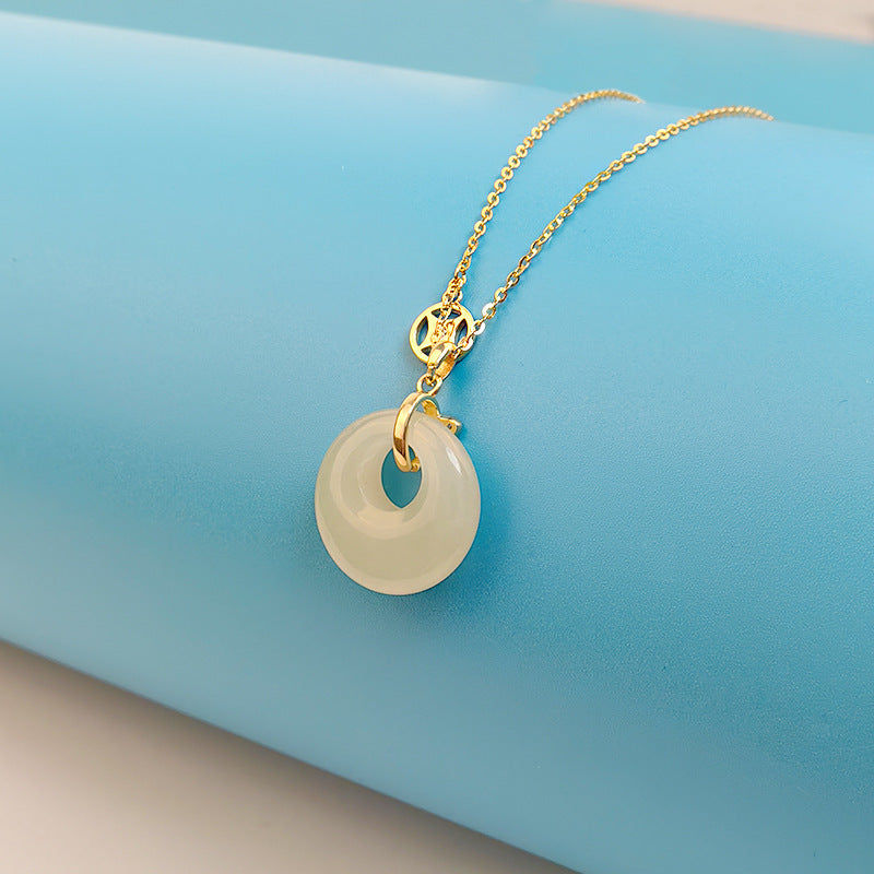 New Hetian Jade Necklace Female 925 Silver