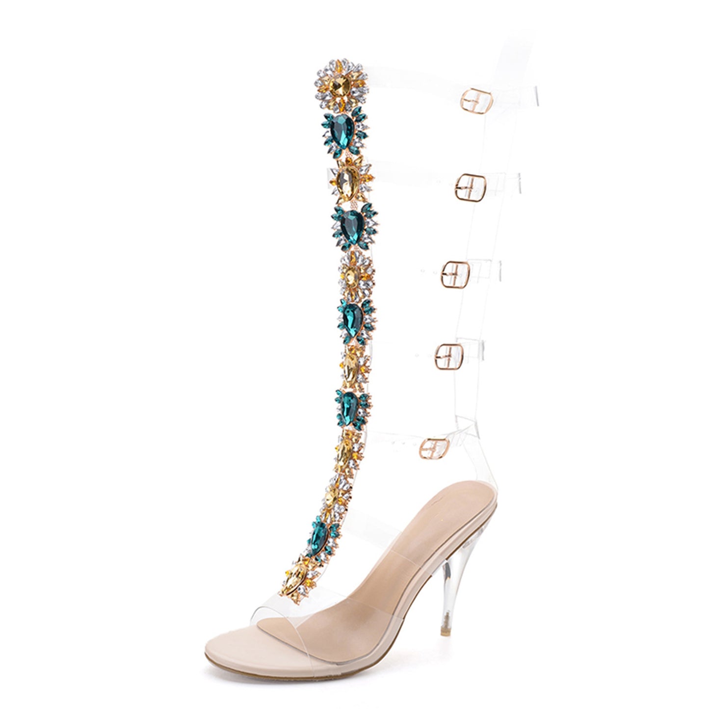 Large Rhinestone Transparent High Heel