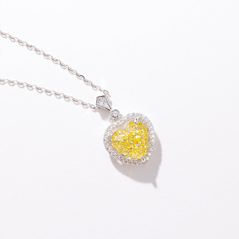 New Yellow Diamond Sterling Silver Necklace For Girls