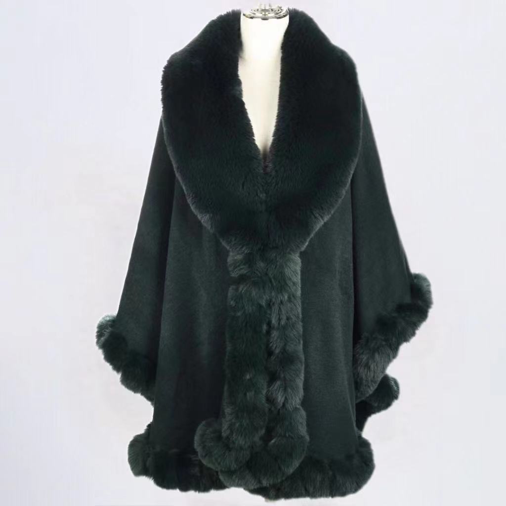 Fur Collar Shawl Cape Knitted Cardigan Baggy Coat