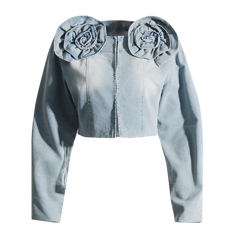 Long Sleeve Three-dimensional Decoration Denim Jacket