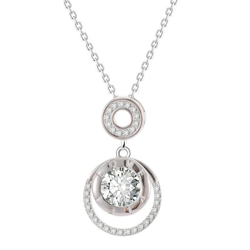 S925 Sterling Silver Love Diamond-studded Necklace