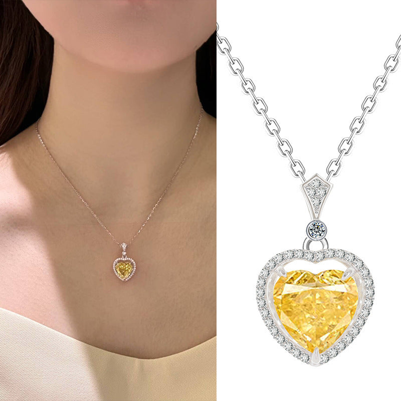 New Yellow Diamond Sterling Silver Necklace For Girls