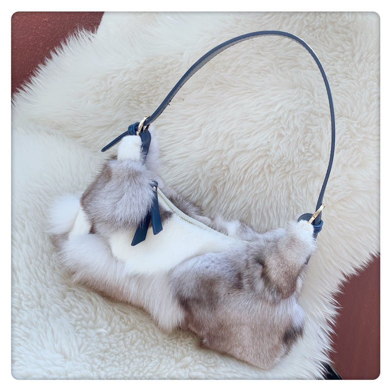 Fox Fur Stitching Women's Handbag