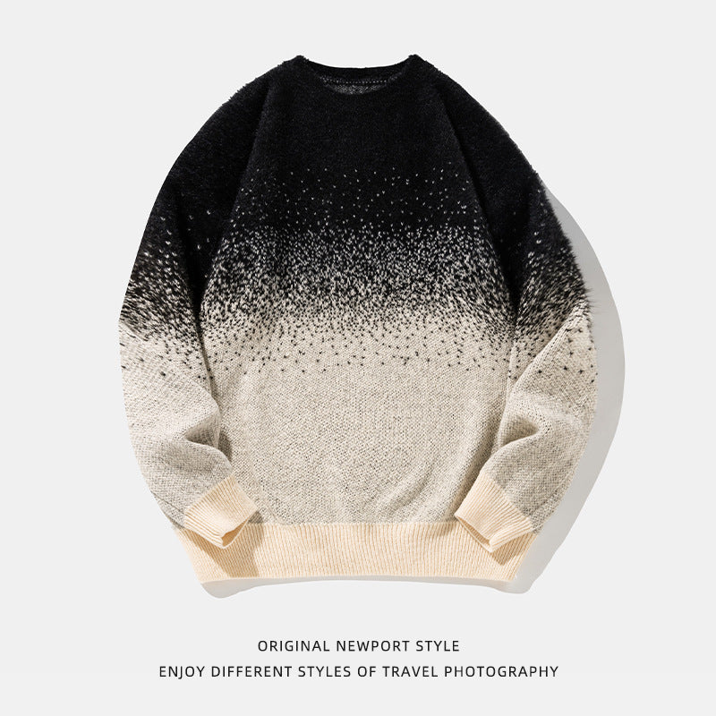 Artificial Mink Plush Gradient Design Sweater