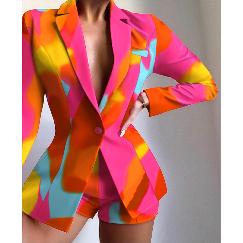 Fashionable And Simple Women's Multicolor Lapel Blazer