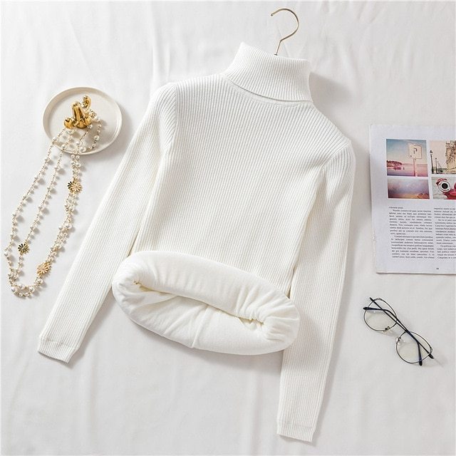 New Style Plush And Thick High Neck Sweater For Women