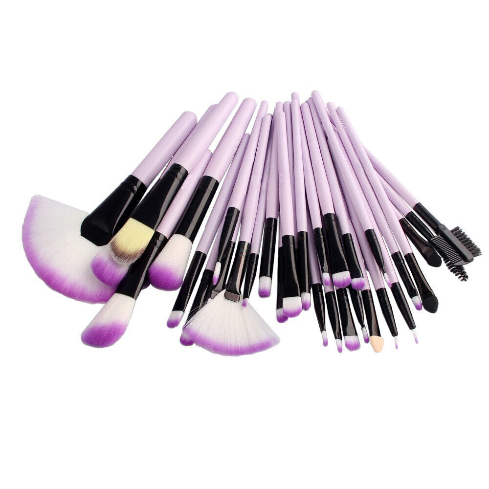 32Pcs Makeup Brushes Pouch Set Blending Powder Puff