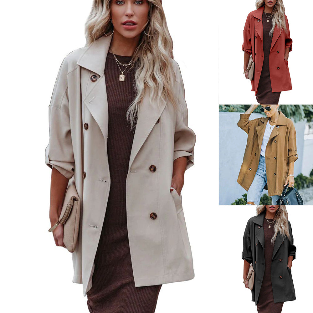 Medium Long Loose Casual Long Sleeve Trench Coat