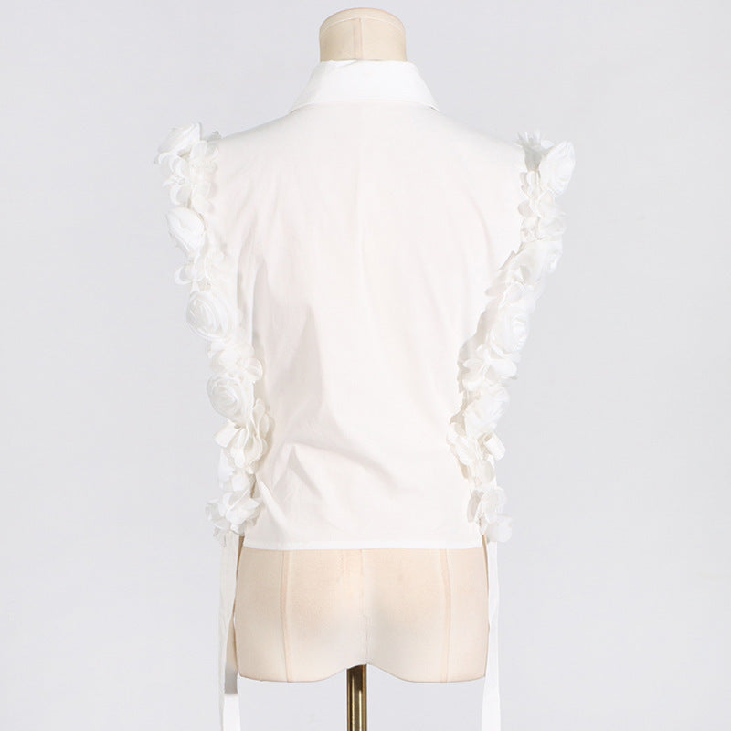 Three-dimensional Flower Stitching Shirt For Women