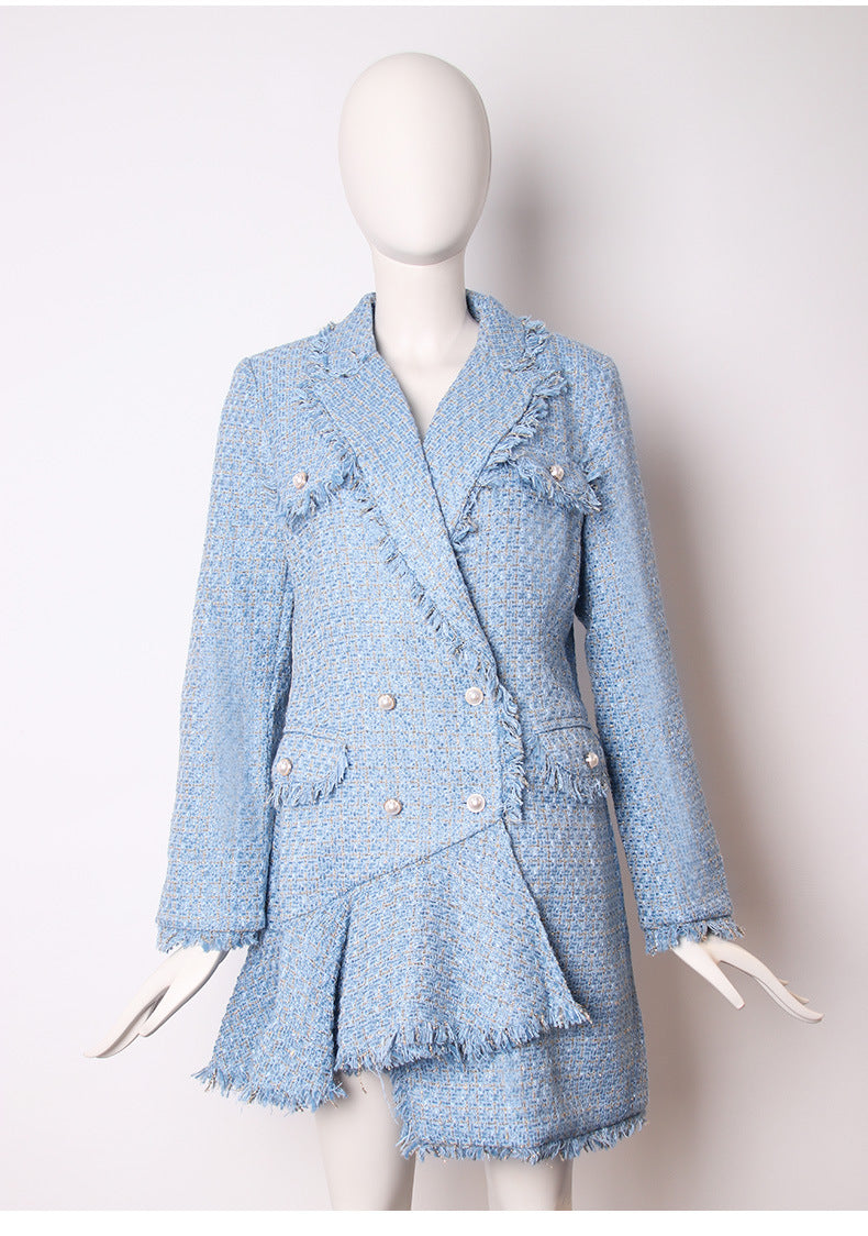 Mid-Length Woolen Coat With Irregular Skirt