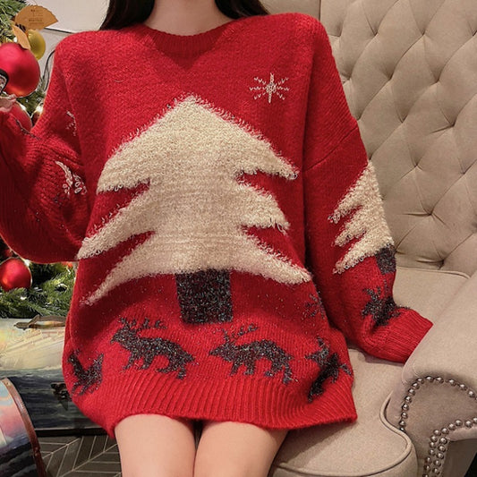 Women's Mid-length Christmas Sweater