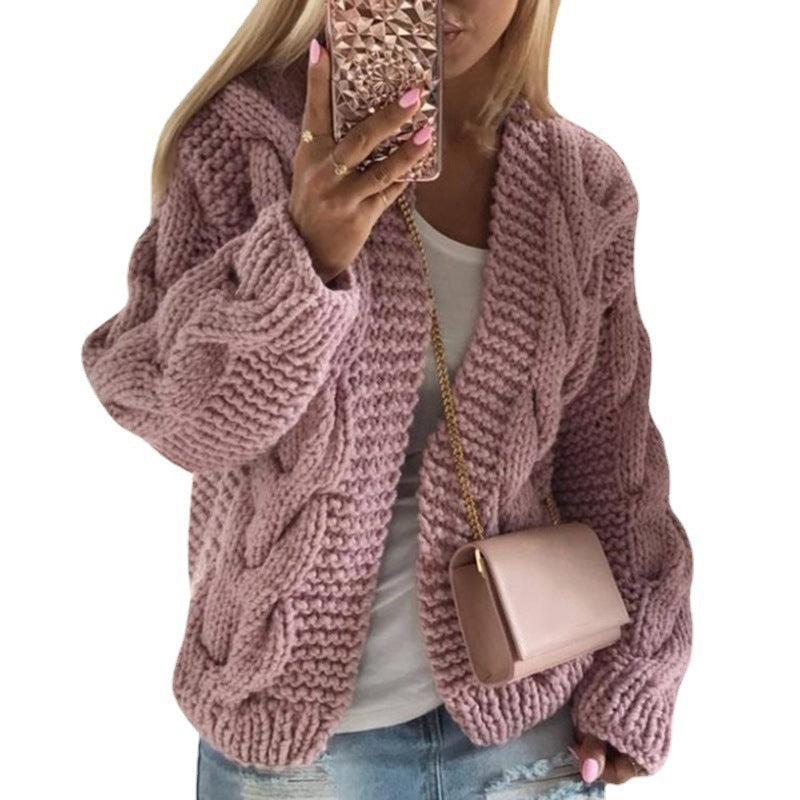 Women's Thick Thread Twist Knitted Cardigan