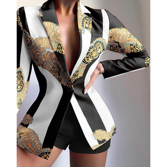 Fashionable And Simple Women's Multicolor Lapel Blazer