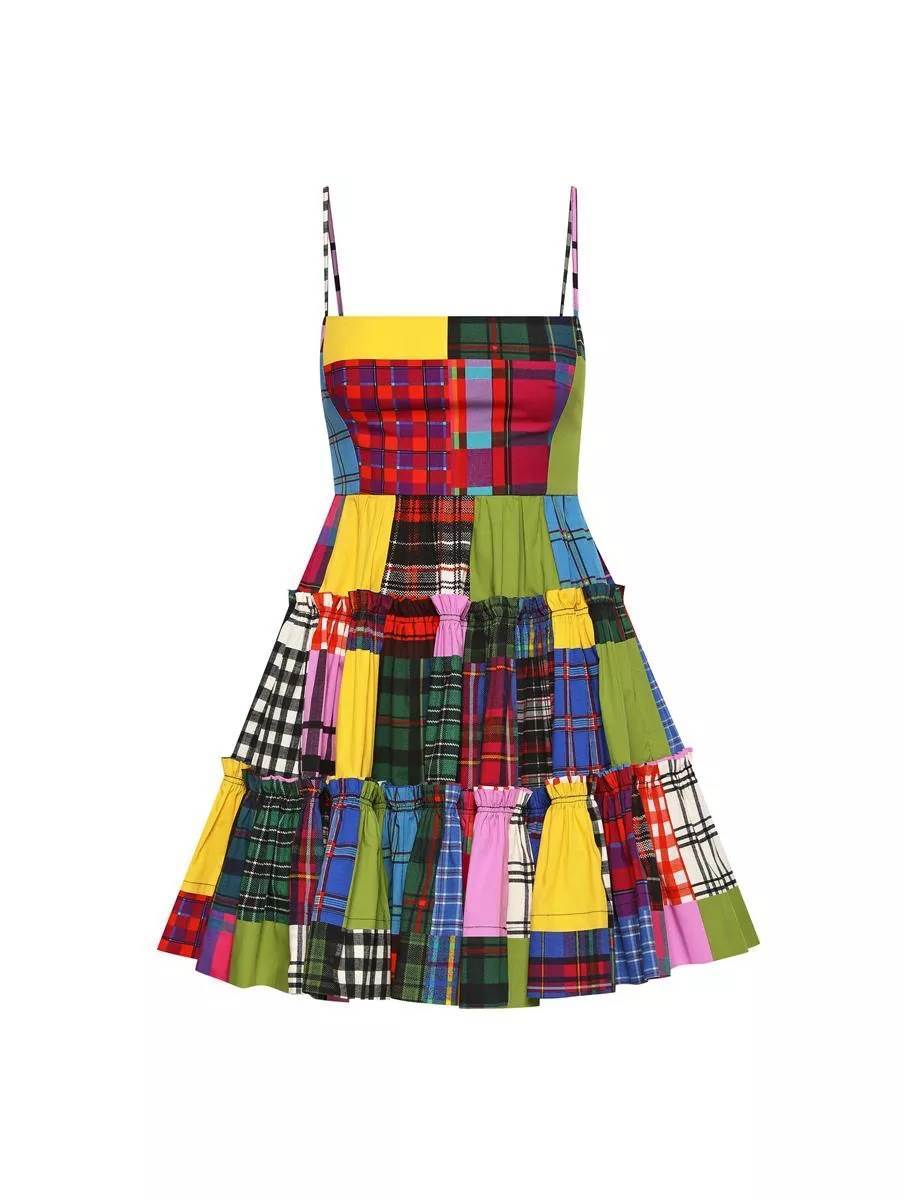 Plaid Printed Slip Dress For Women