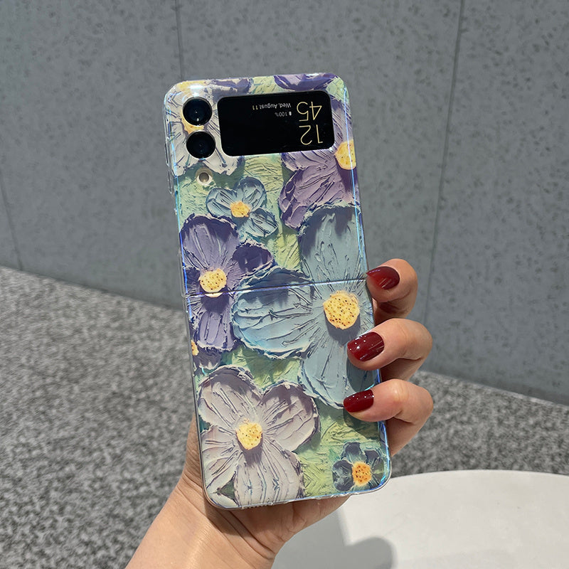 Oil Painting Flower Folding Silicone Phone Case