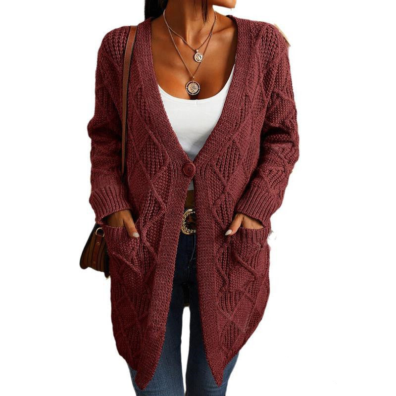 Women's Solid Color Knitted Cardigan Casual Top