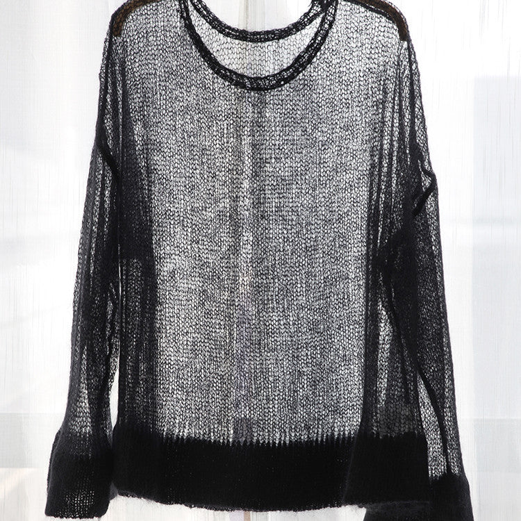 Loose Casual Solid Mohair Sweater Women