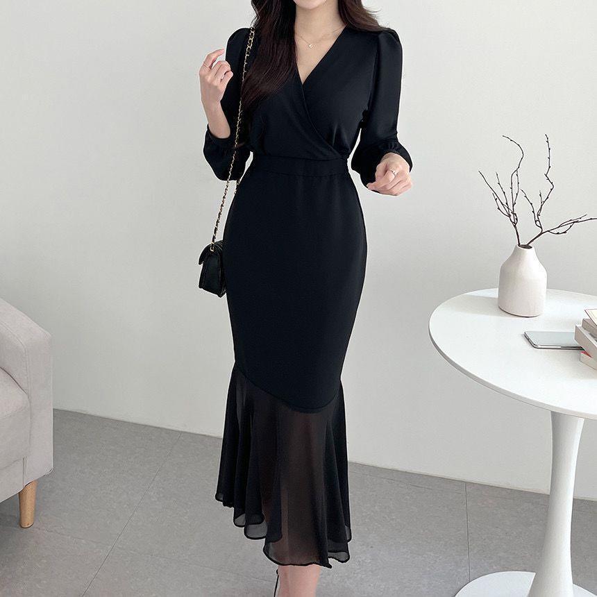 Fashion Personality Puff Sleeve Fishtail Dress Women