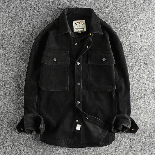 Winter Thick Washed Corduroy Long-sleeved Shirt