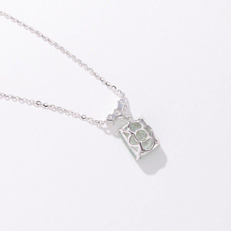 S925 Sterling Silver Light Luxury Square Diamond Necklace