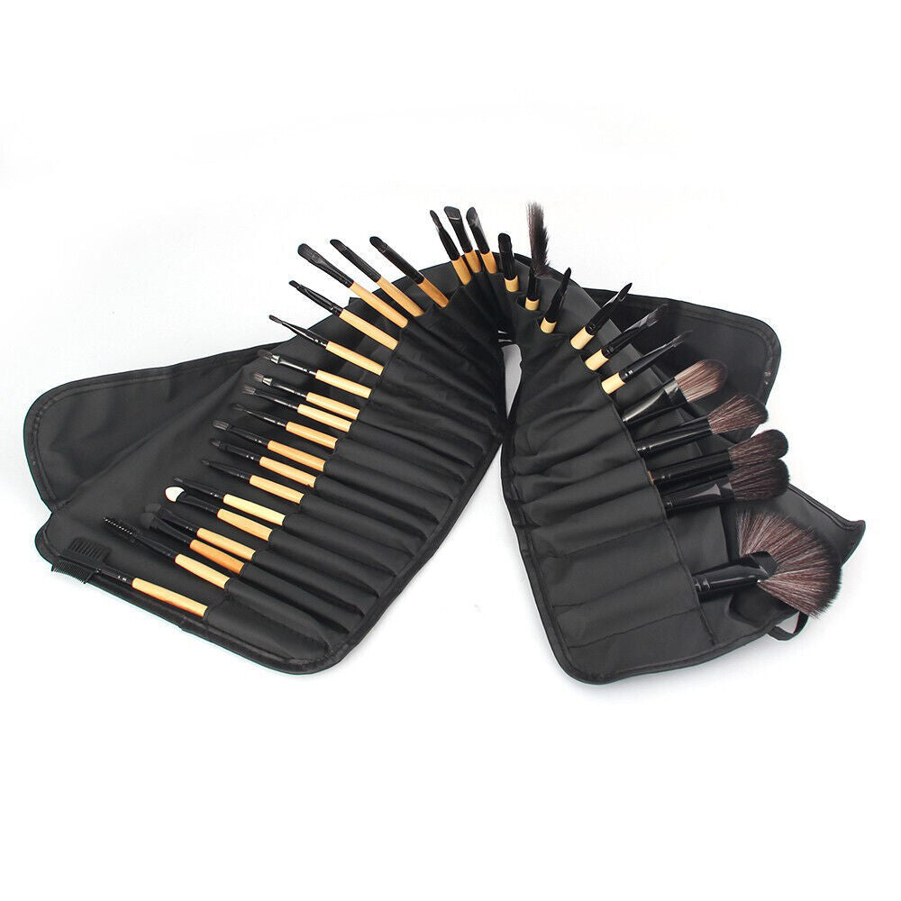 32Pcs Makeup Brushes Pouch Set Blending Powder Puff