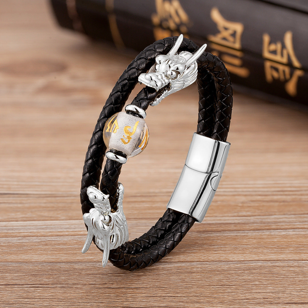 Double Layer Woven Leather String  Faucet Bracelet