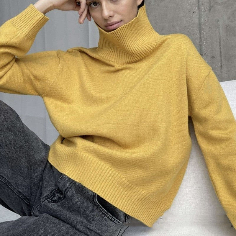 High Collar Loose Knitted Sweater