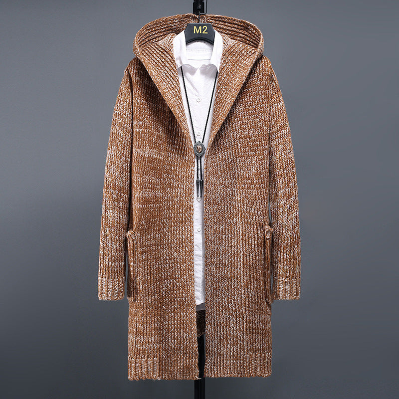 Men's Loose Knit Cardigan Hooded Casual Sweater Jacket