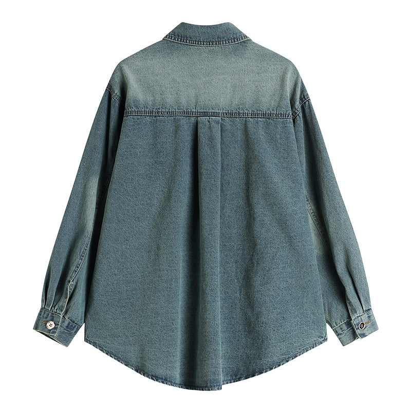 Long-sleeved Denim Shirt  For Women