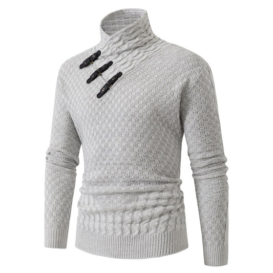 Men's Long Sleeve Half Turtleneck Knitted Sweater